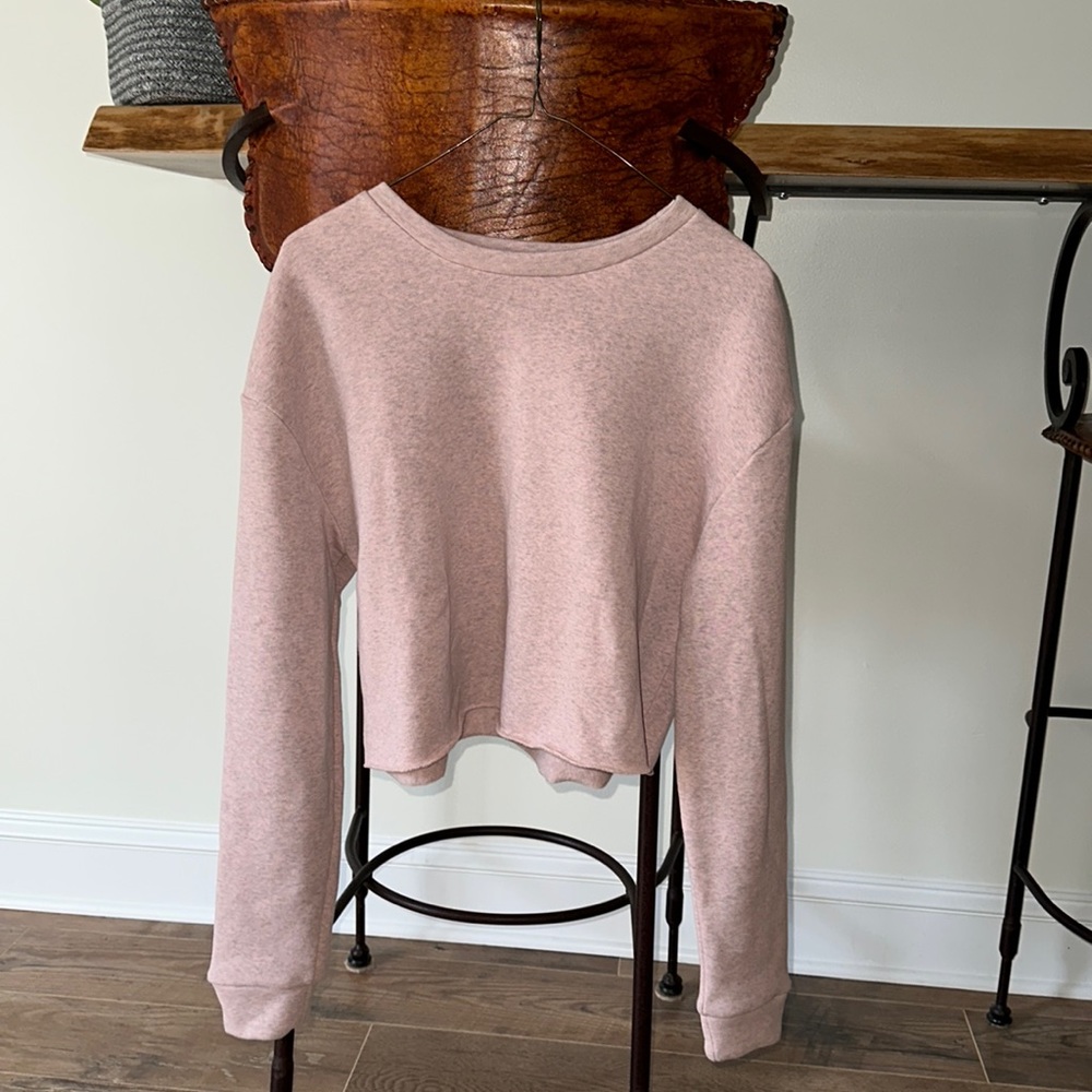 Topshop Crop Pink Sweatshirt